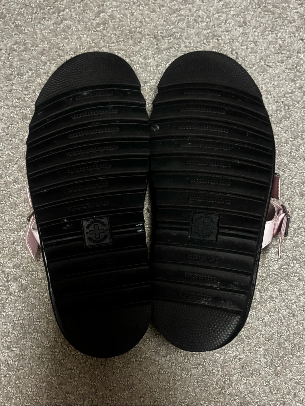 Women’s Dr.Martens Triple-Strap Platform Sandals in Light Pink and Black